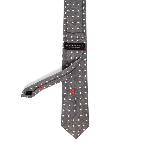 Chambray Polka Dot Necktie - Charcoal Grey