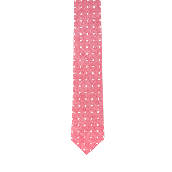 Chambray Polka Dot Necktie - Red