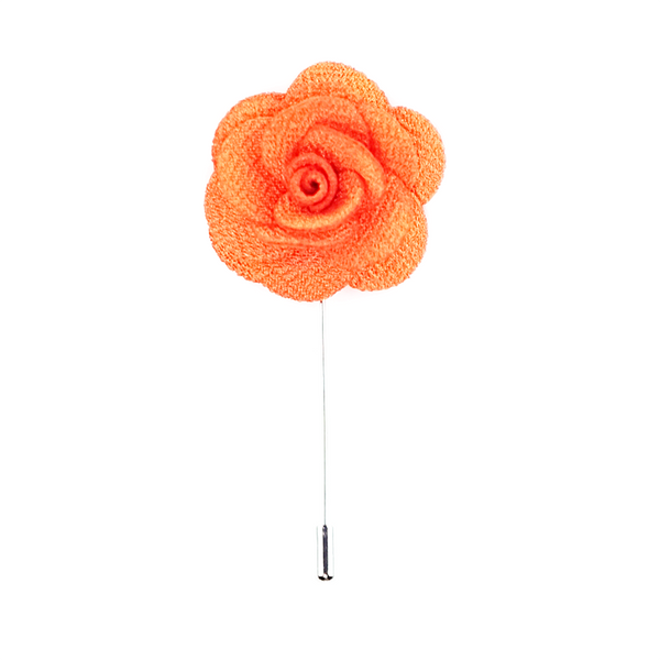 Lapel Pin Rose Boutonniere - Apricot Orange