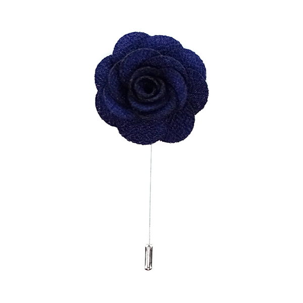 Lapel Pin Rose Boutonniere - Midnight Blue