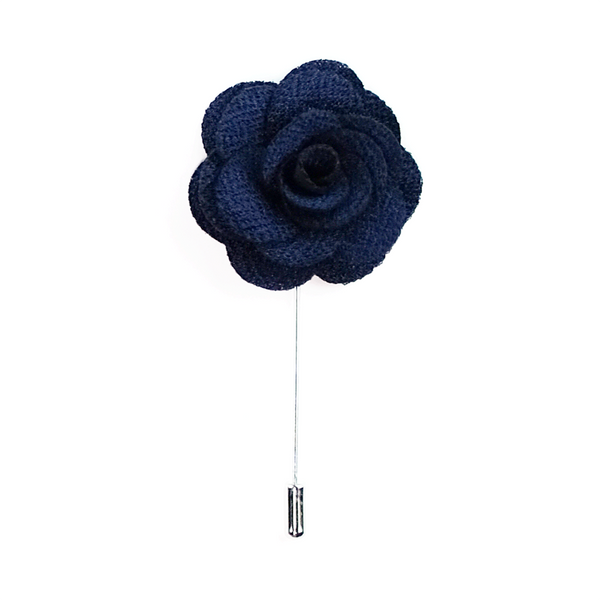 Lapel Pin Rose Boutonniere - Navy Blue