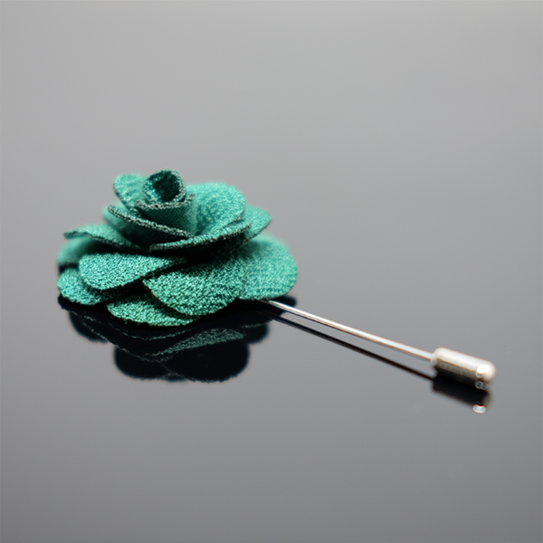 Lapel Pin Rose Boutonniere - Hunter Green