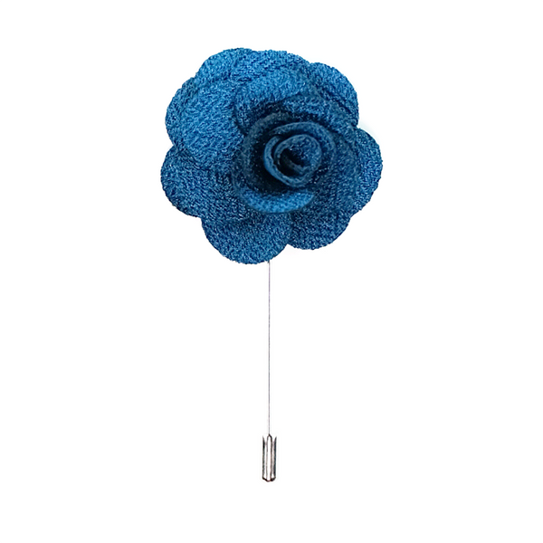 Lapel Pin Rose Boutonniere - Peacock Blue