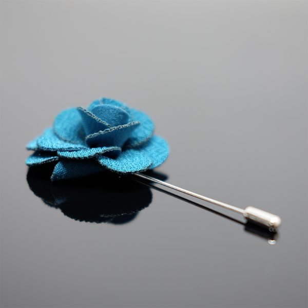 Lapel Pin Rose Boutonniere - Peacock Blue