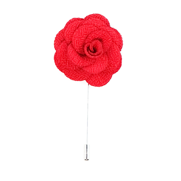 Lapel Pin Rose Boutonniere - Ruby Red