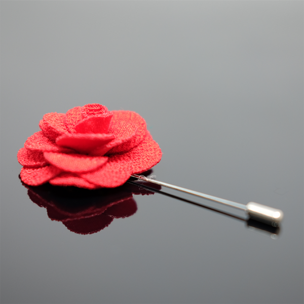 Lapel Pin Rose Boutonniere - Ruby Red