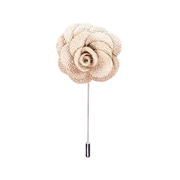 Lapel Pin Rose Boutonniere - Dune Brown