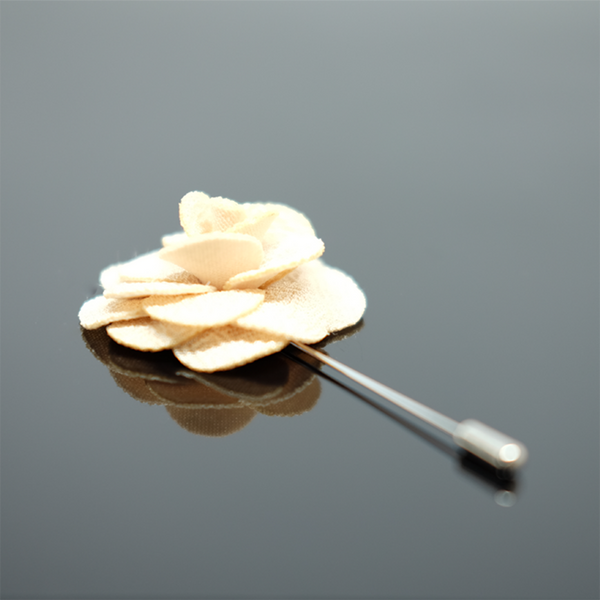 Lapel Pin Rose Boutonniere - Eggshell White