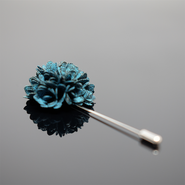 Lapel Pin Marigold Boutonniere - Peacock Blue