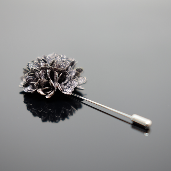 Lapel Pin Marigold Boutonniere - Pewter Grey