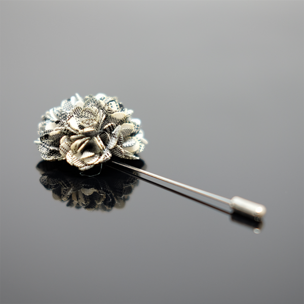 Lapel Pin Marigold Boutonniere - Oyster White