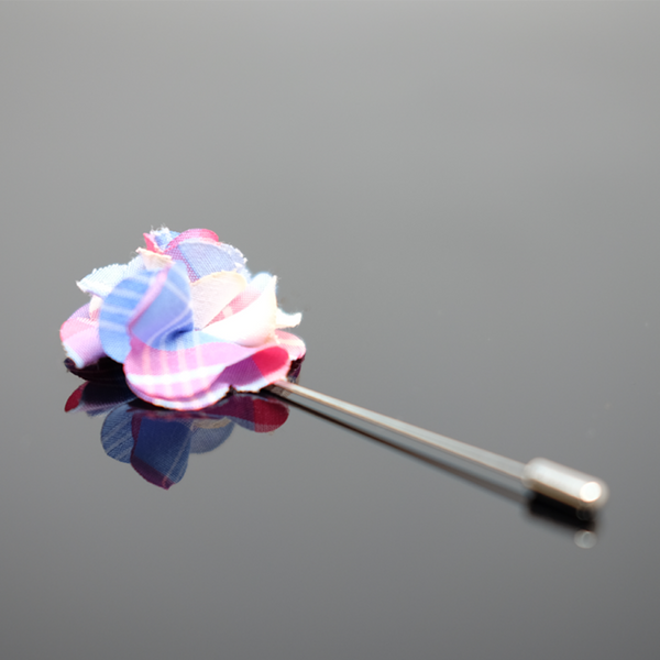 Lapel Pin Boutonniere Checkered - Lilac & Blue