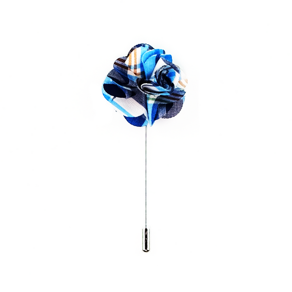 Lapel Pin Boutonniere Checkered - Blue & Cyan