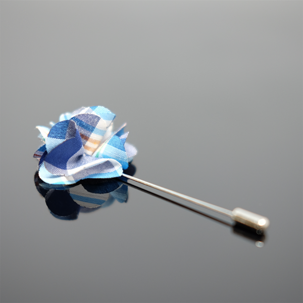 Lapel Pin Boutonniere Checkered - Blue & Cyan