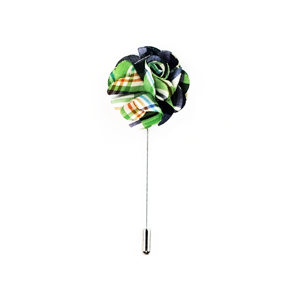Lapel Pin Boutonniere Checkered - Green & Navy
