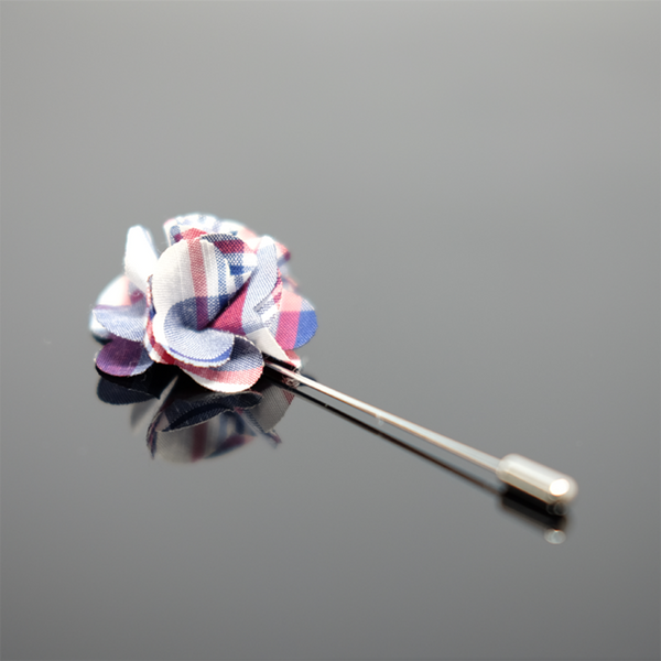 Lapel Pin Boutonniere Checkered - Red & Navy
