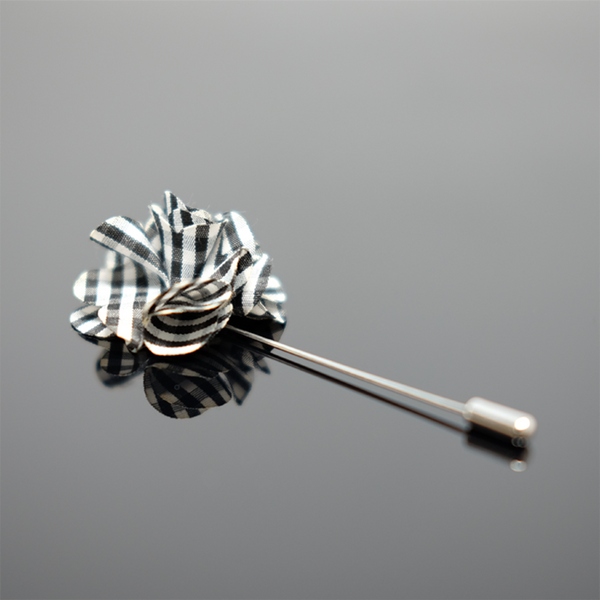 Lapel Pin Boutonniere Checkered - Black & White