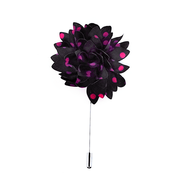 Lapel Pin Dahlia Boutonniere Polka Dot - Peony Purple