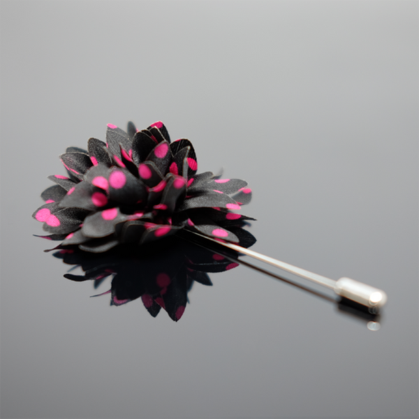 Lapel Pin Dahlia Boutonniere Polka Dot - Peony Purple