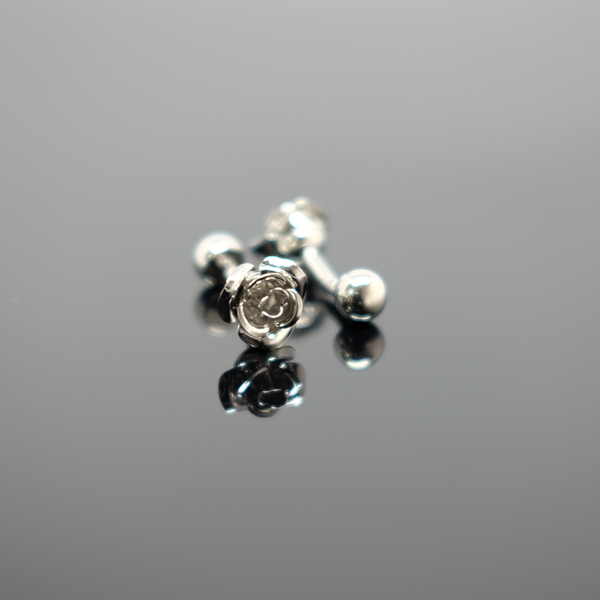 Rose Cufflink - Polished Silver