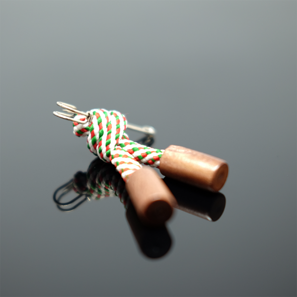Lapel Pin Knotted Tassel - Red & Green