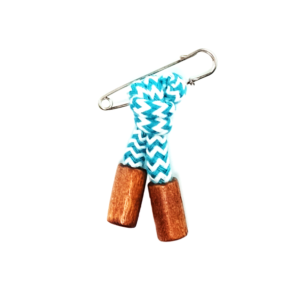 Lapel Pin Knotted Tassel - ZigZag Sky Blue