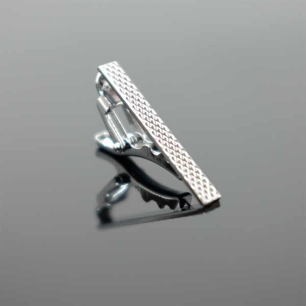 Tie Bar Embossed Style - Polished Silver