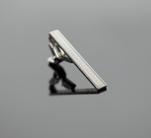 Tie Bar Debossed Style - Polished Silver