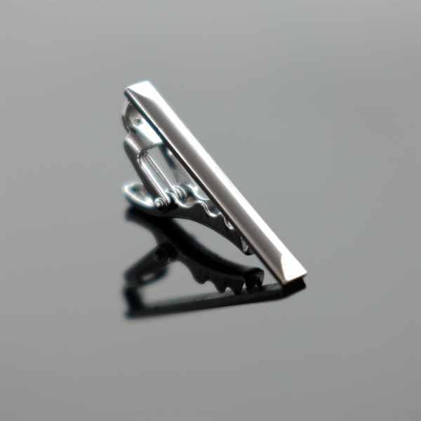 Tie Bar Beveled Style - Polished Silver