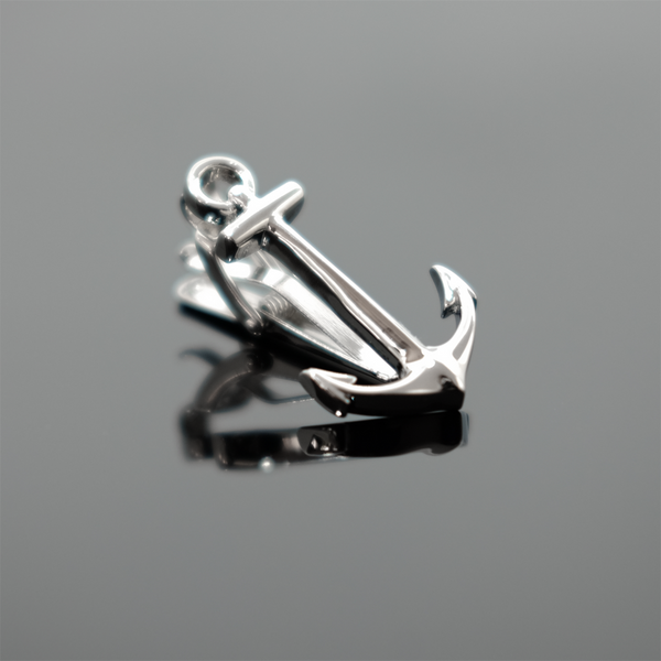 Tie Bar Anchor Style - Polished Silver