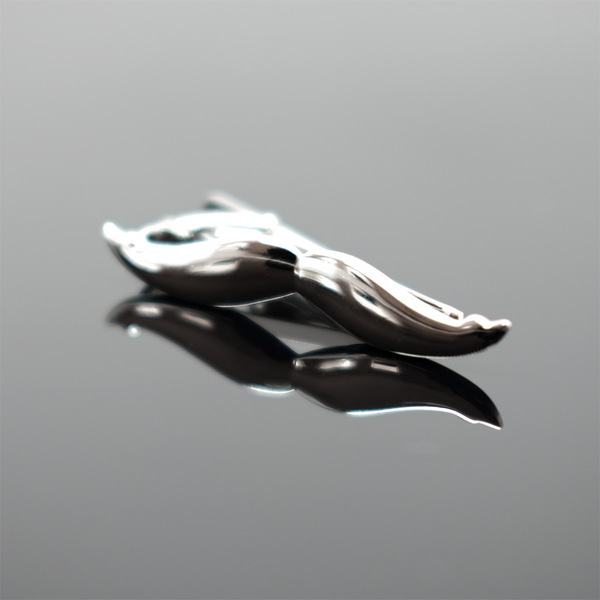 Tie Bar Mustache Style - Polished Silver