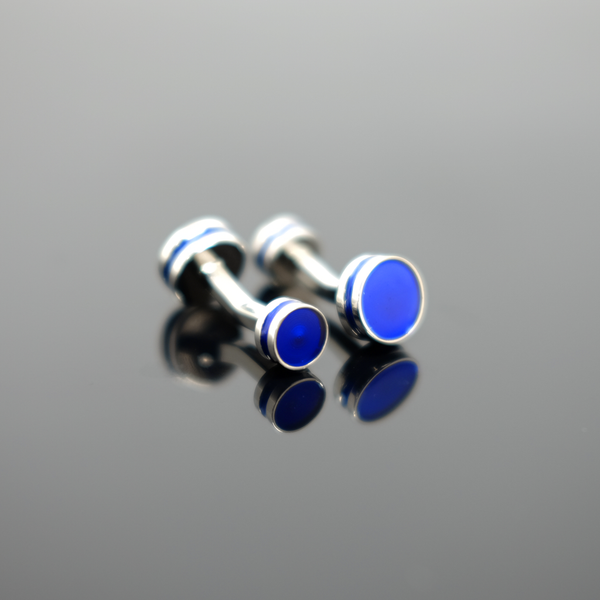 Enamel Stud Cufflink - Polished Blue