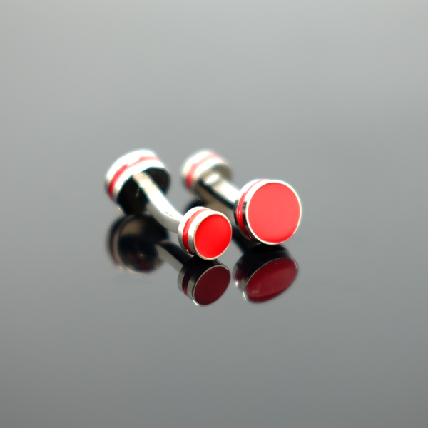 Enamel Stud Cufflink - Polished Red