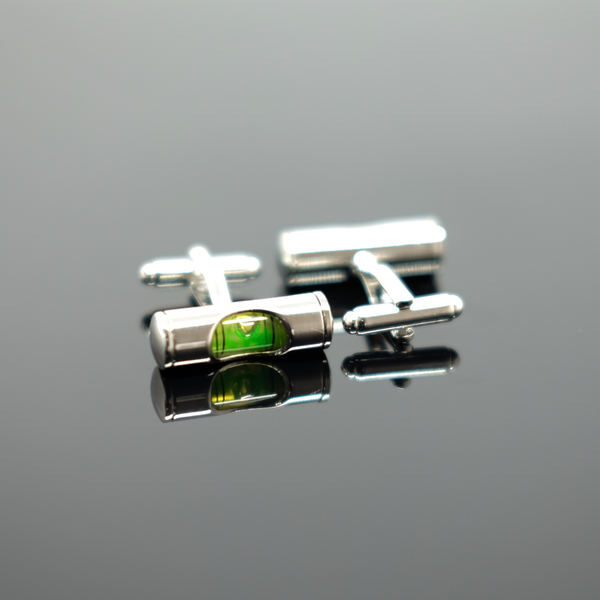 Spirit Level Cufflink - Polished Silver