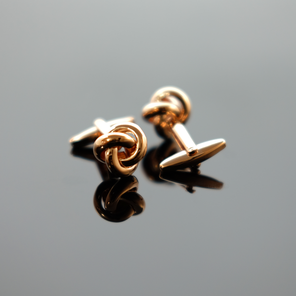 Knotted Cufflink - Polished Rose Gold