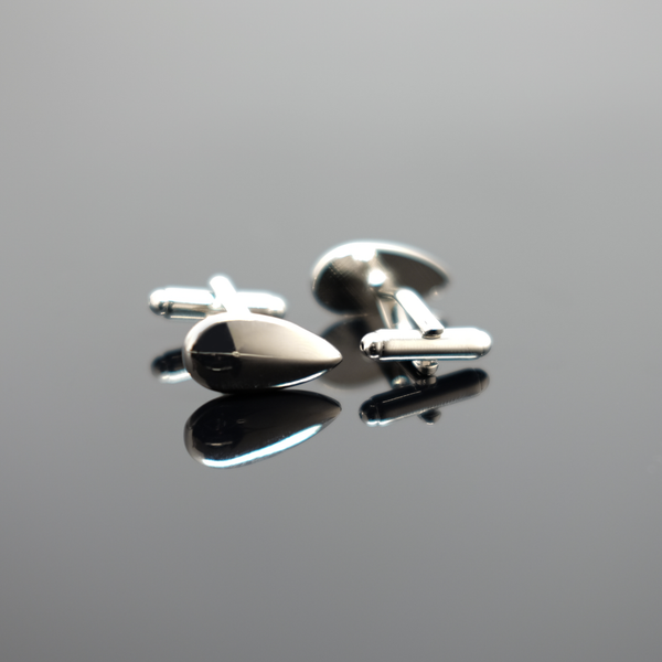 Pear Cufflink - Polished Silver