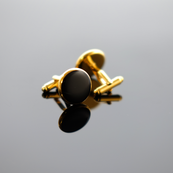 Enamel Rounded Cufflink - Polished Gold