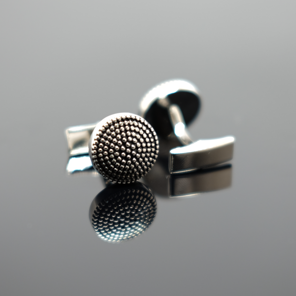 Nailhead Rounded Cufflink - Polished Silver