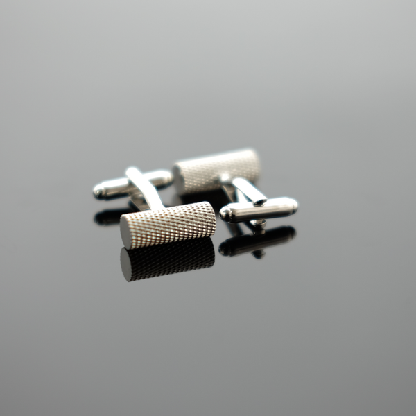 Cylindrical Cufflink - Textured Silver