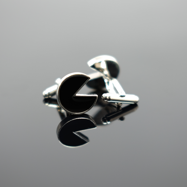 Enamel Pac Man Cufflink - Polished Silver