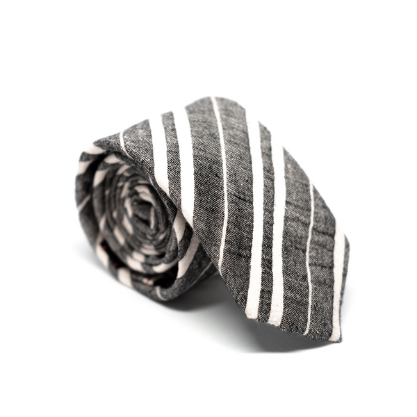 Seersucker Striped Necktie - Black