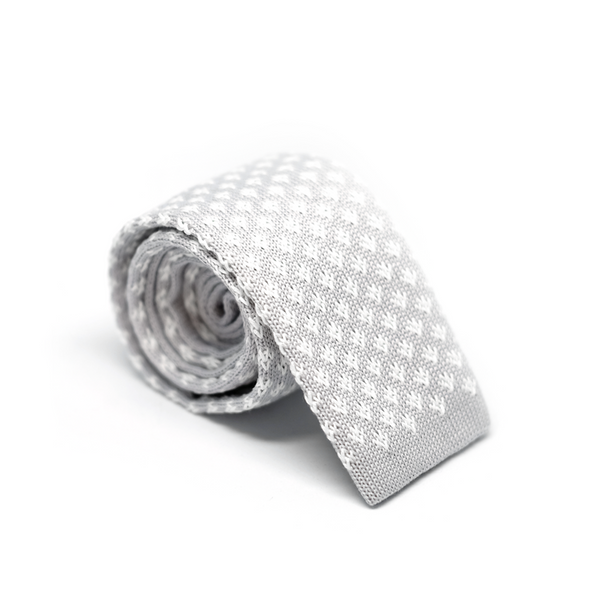 Patterned Knitted Necktie - Sky Grey