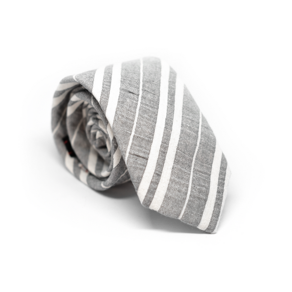 Seersucker Striped Necktie - Grey