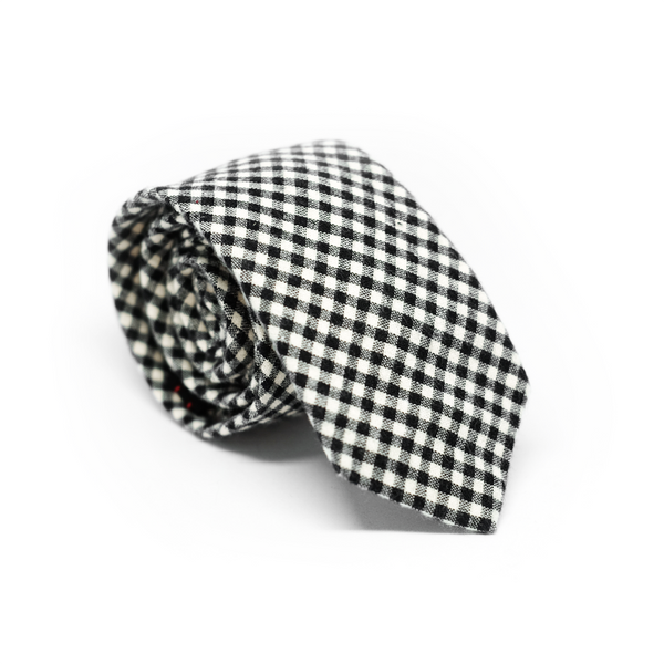 Gingham Flannel Necktie - Black & White