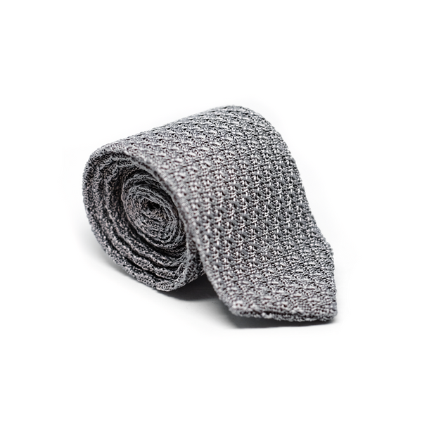 Diamond Tipped Knitted Necktie - Sky Grey