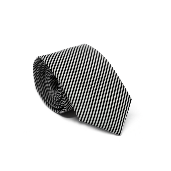 Striped Cotton Necktie - Black & White