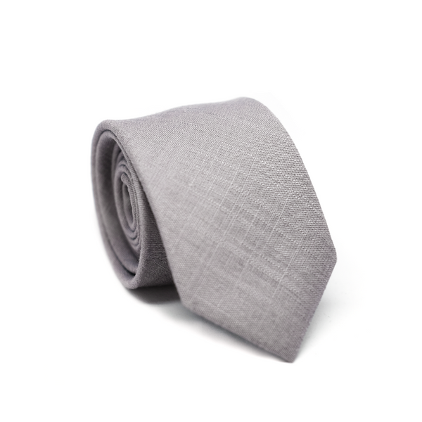 Linen Necktie - Pewter Grey