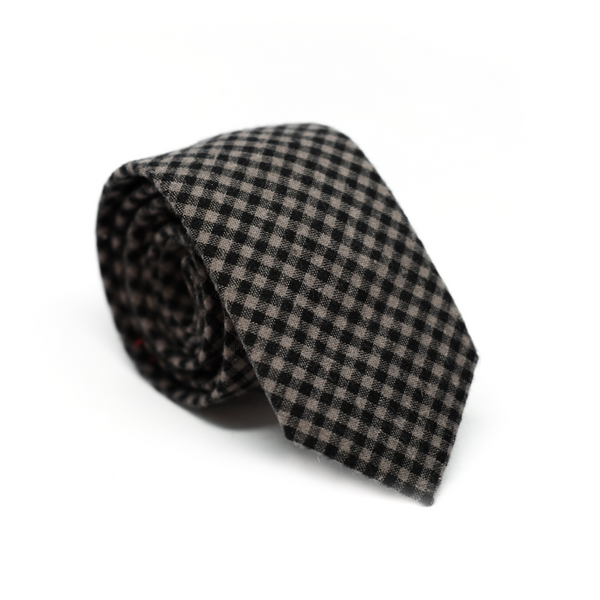 Gingham Flannel Necktie - Grey