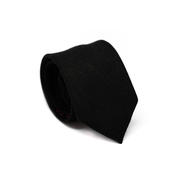 Linen Necktie - Raven Black