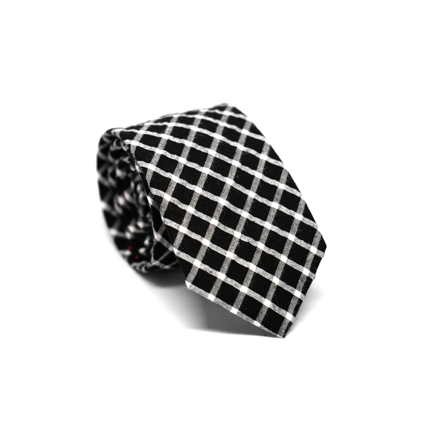 Seersucker Checkered Necktie - Black